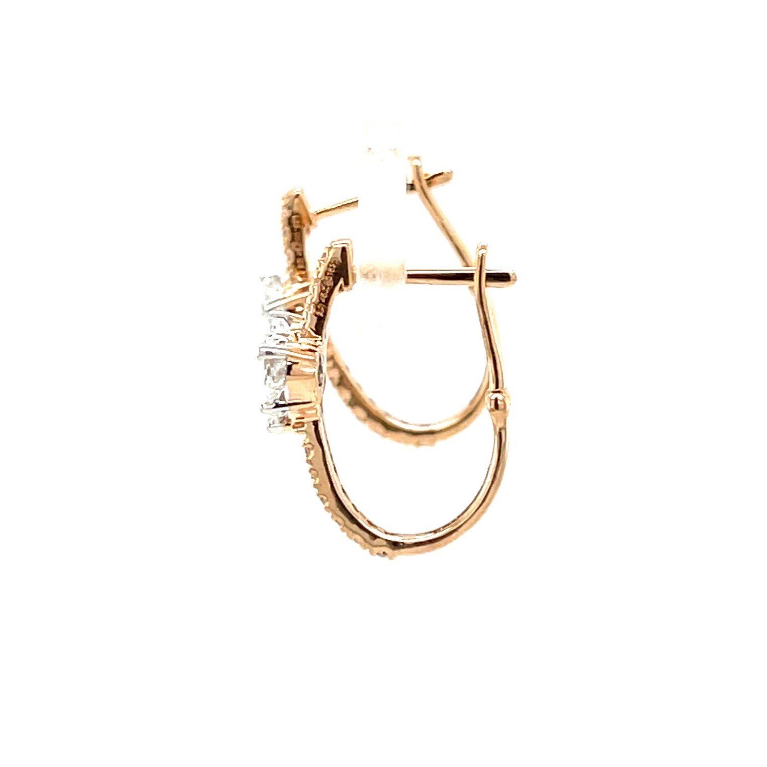 Elegant Heart-Shaped Diamond Hoop Earrings in Rose Gold